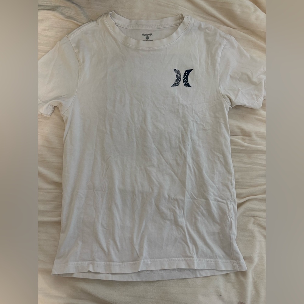 Hurley Men’s White Tee with Red White and Blue Design